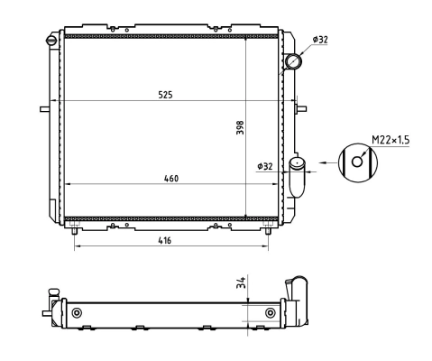 Radiator, engine cooling Economy Class 507345A