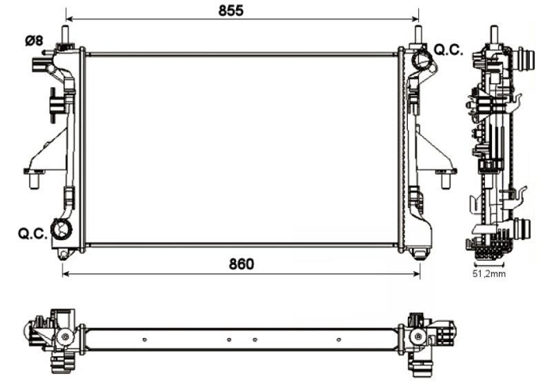 Radiator, engine cooling Economy Class 54204A