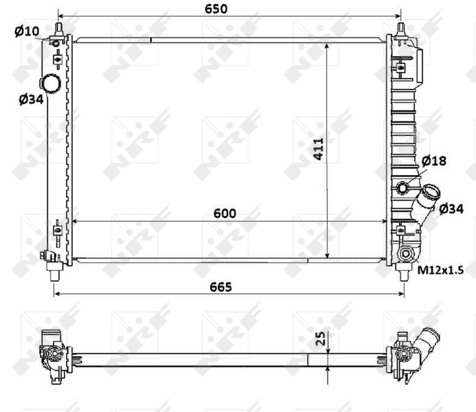 Radiator, engine cooling 53903