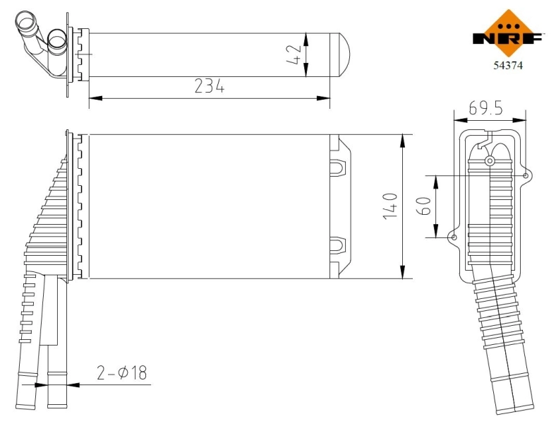 NRF 54374 Heat Exchanger, interior heating