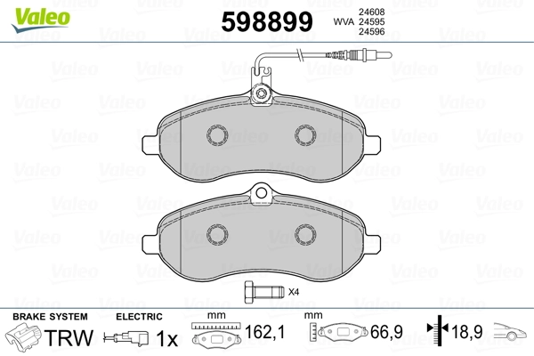 VALEO 598899 Brake Pad Set, disc brake