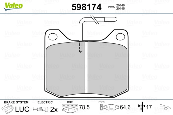 VALEO 598174 Brake Pad Set, disc brake