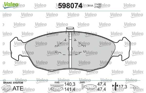 VALEO 598074 Brake Pad Set, disc brake