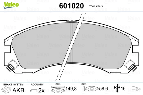VALEO 601020 Brake Pad Set, disc brake