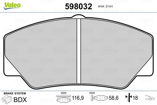 VALEO 598032 Brake Pad Set, disc brake