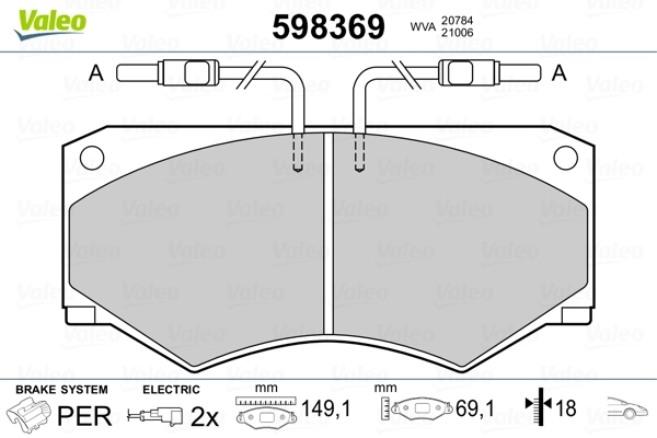 VALEO 598369 Brake Pad Set, disc brake