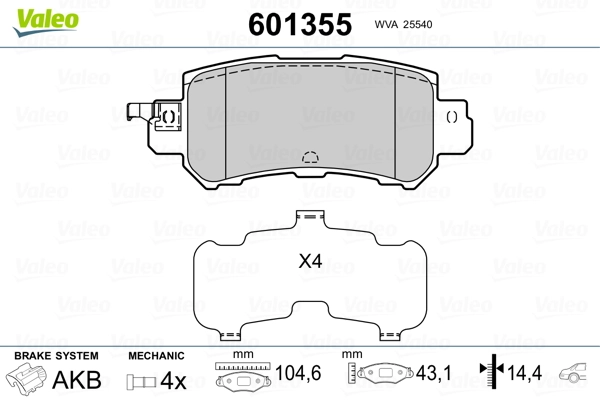 VALEO 601355 Brake Pad Set, disc brake