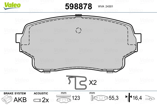 VALEO 598878 Brake Pad Set, disc brake