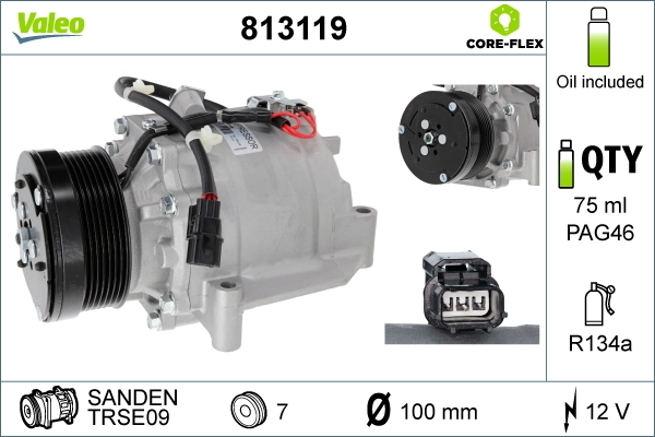 Compressor, air conditioning VALEO CORE-FLEX 813119