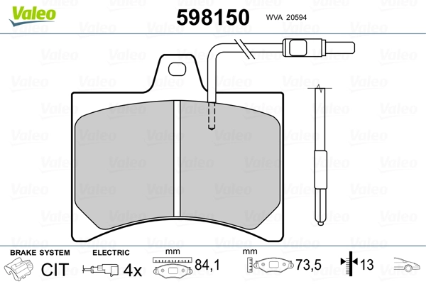 VALEO 598150 Brake Pad Set, disc brake