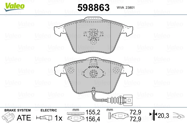 VALEO 598863 Brake Pad Set, disc brake