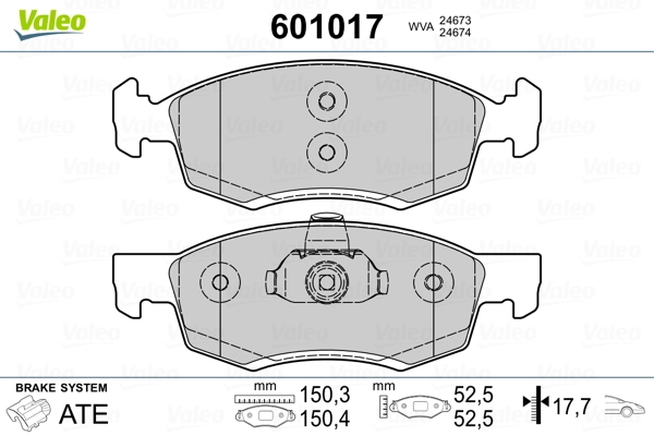 VALEO 601017 Brake Pad Set, disc brake