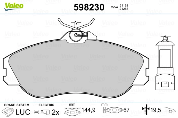VALEO 598230 Brake Pad Set, disc brake