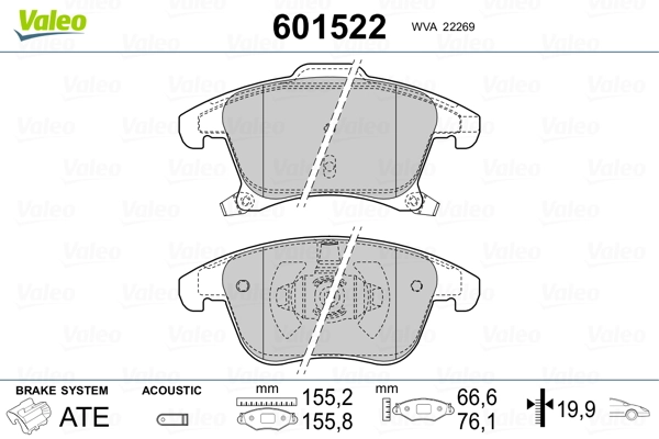 VALEO 601522 Brake Pad Set, disc brake