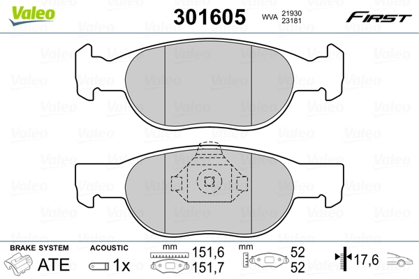 Brake Pad Set, disc brake FIRST 301605