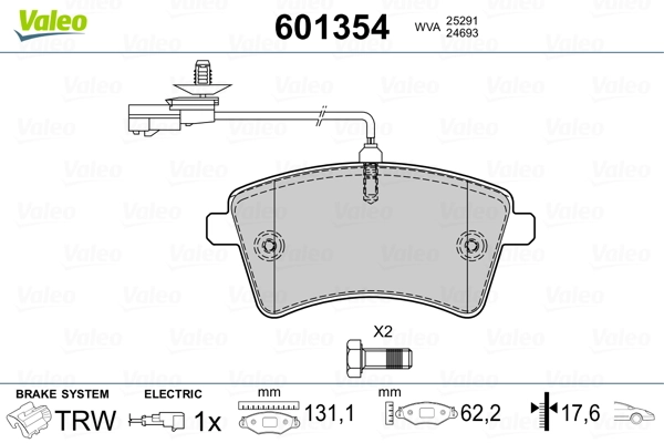 VALEO 601354 Brake Pad Set, disc brake