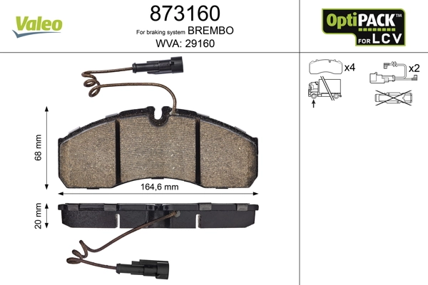 Brake Pad Set, disc brake OPTIPACK for LCV 873160