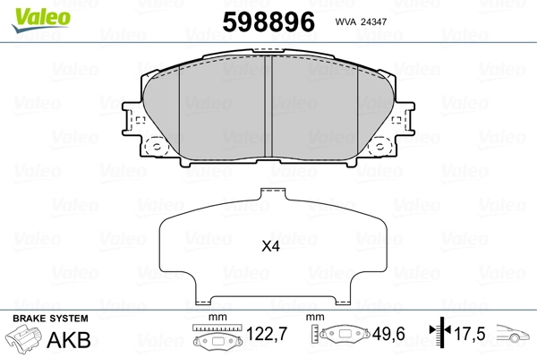 VALEO 598896 Brake Pad Set, disc brake