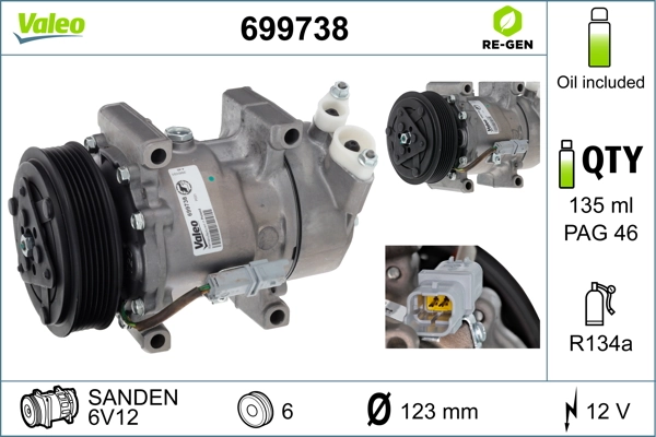 VALEO 699738 Compressor, air conditioning