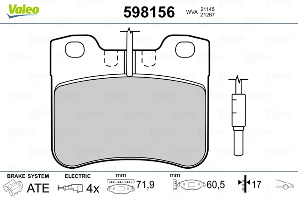 VALEO 598156 Brake Pad Set, disc brake