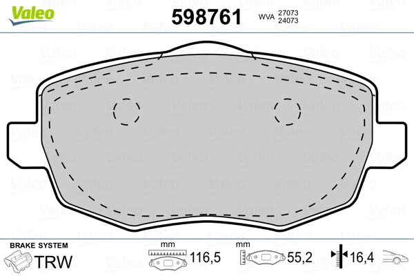 VALEO 598761 Brake Pad Set, disc brake