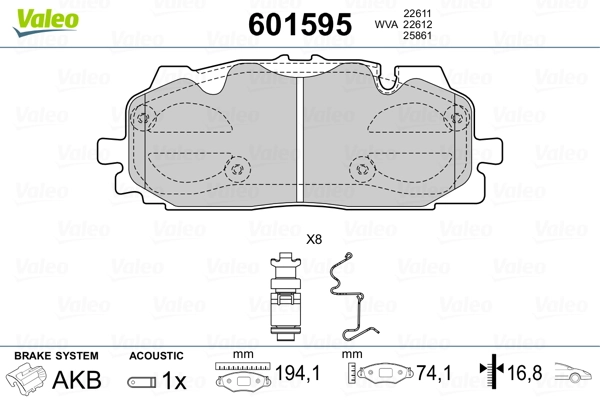 VALEO 601595 Brake Pad Set, disc brake