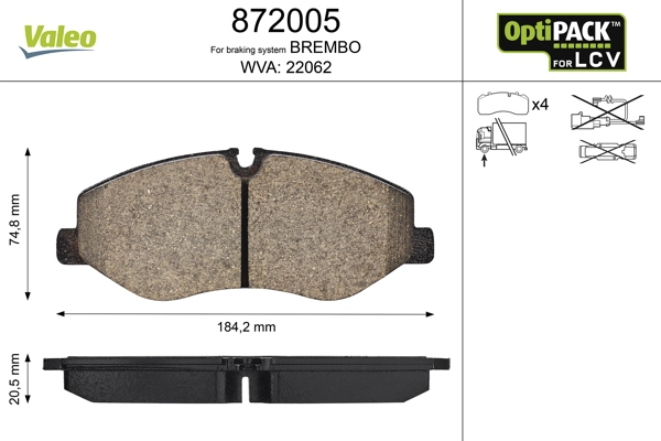 Brake Pad Set, disc brake OPTIPACK for LCV 872005