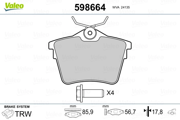 Brake Pad Set, disc brake 598664