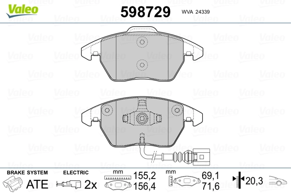 Brake Pad Set, disc brake 598729