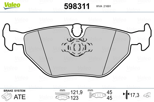 VALEO 598311 Brake Pad Set, disc brake