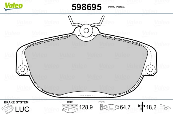 VALEO 598695 Brake Pad Set, disc brake
