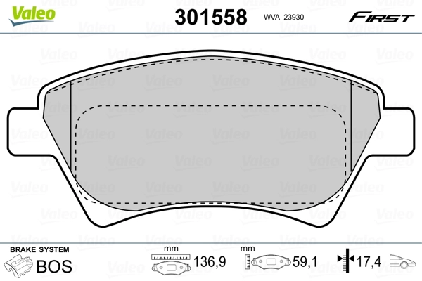 Brake Pad Set, disc brake FIRST 301558