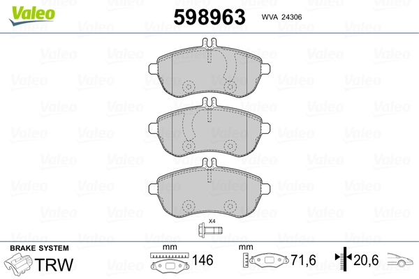 VALEO 598963 Brake Pad Set, disc brake