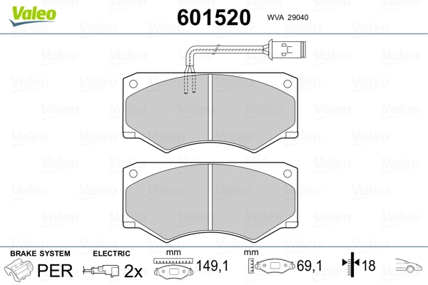 VALEO 601520 Brake Pad Set, disc brake