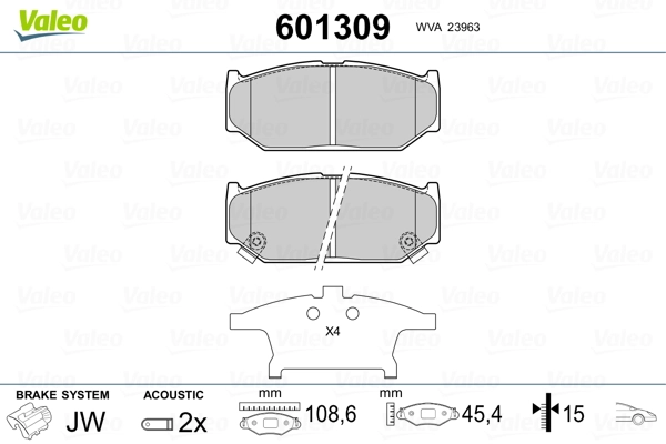 VALEO 601309 Brake Pad Set, disc brake