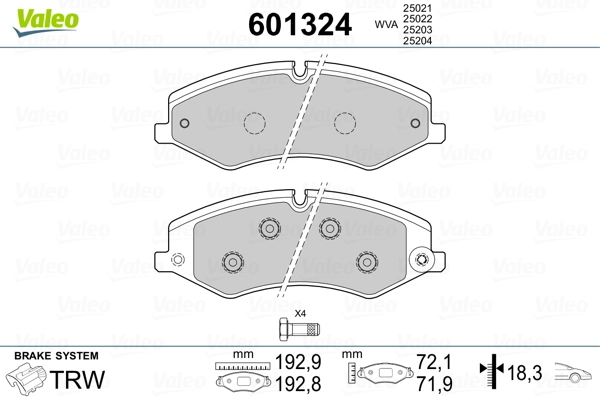 Brake Pad Set, disc brake 601324