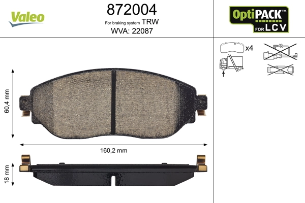 Brake Pad Set, disc brake OPTIPACK for LCV 872004