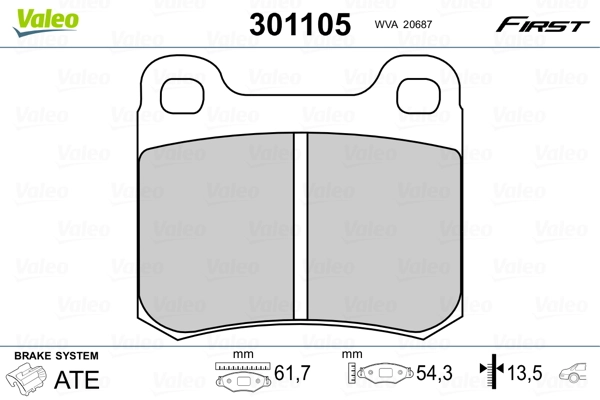 Brake Pad Set, disc brake FIRST 301105
