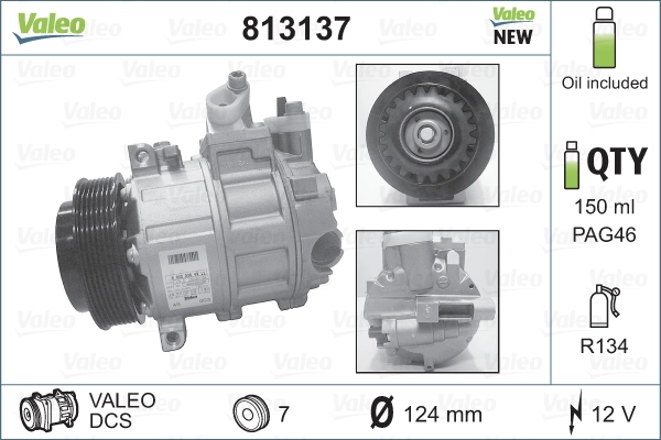 Compressor, air conditioning VALEO ORIGINS NEW OE TECHNOLOGY 813137