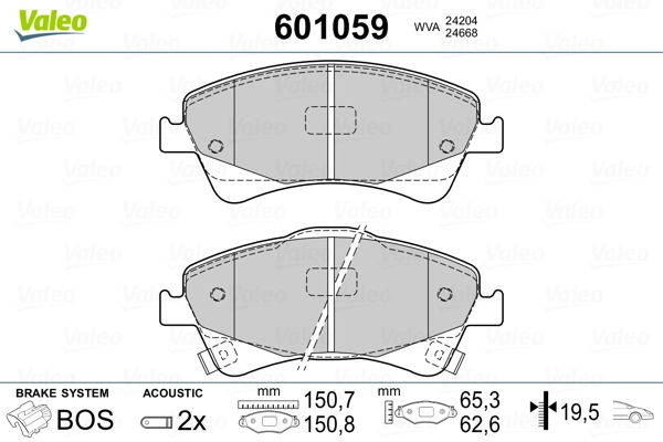 VALEO 601059 Brake Pad Set, disc brake