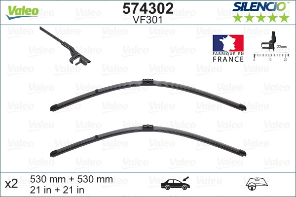 Wiper Blade SILENCIO FLAT BLADE SET 574302