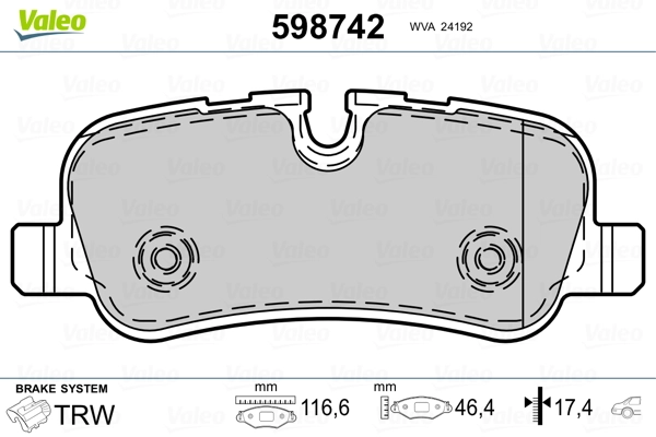 Brake Pad Set, disc brake 598742