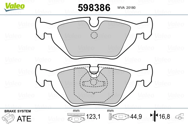 VALEO 598386 Brake Pad Set, disc brake