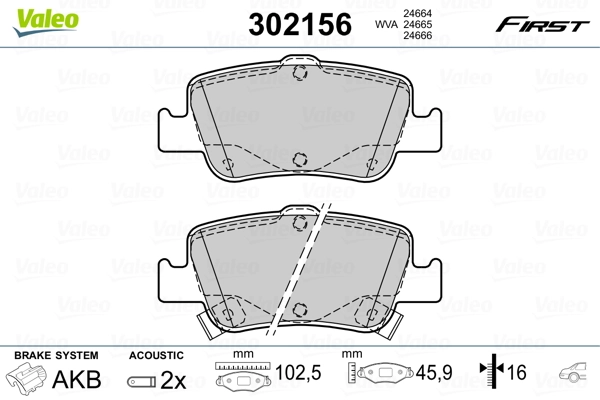 Brake Pad Set, disc brake FIRST 302156