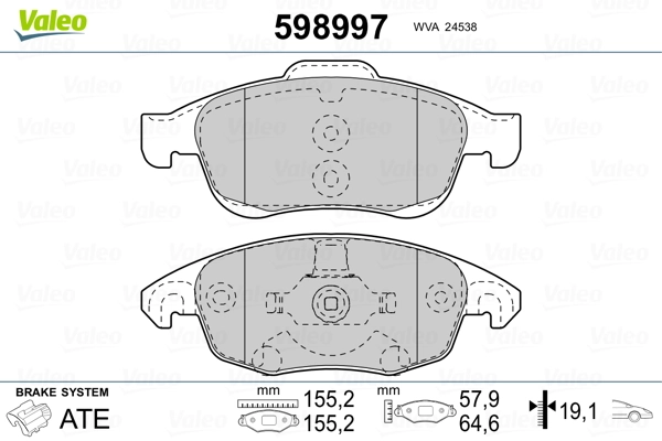 VALEO 598997 Brake Pad Set, disc brake