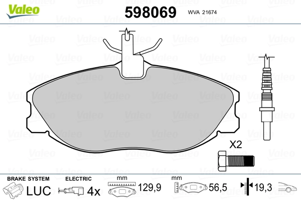 VALEO 598069 Brake Pad Set, disc brake