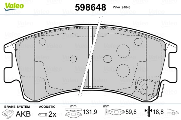 VALEO 598648 Brake Pad Set, disc brake