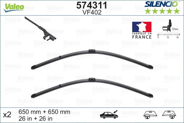 Wiper Blade SILENCIO FLAT BLADE SET 574311