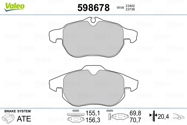 VALEO 598678 Brake Pad Set, disc brake