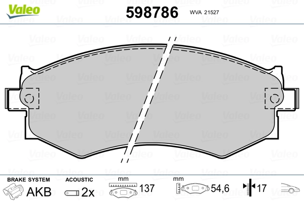 VALEO 598786 Brake Pad Set, disc brake